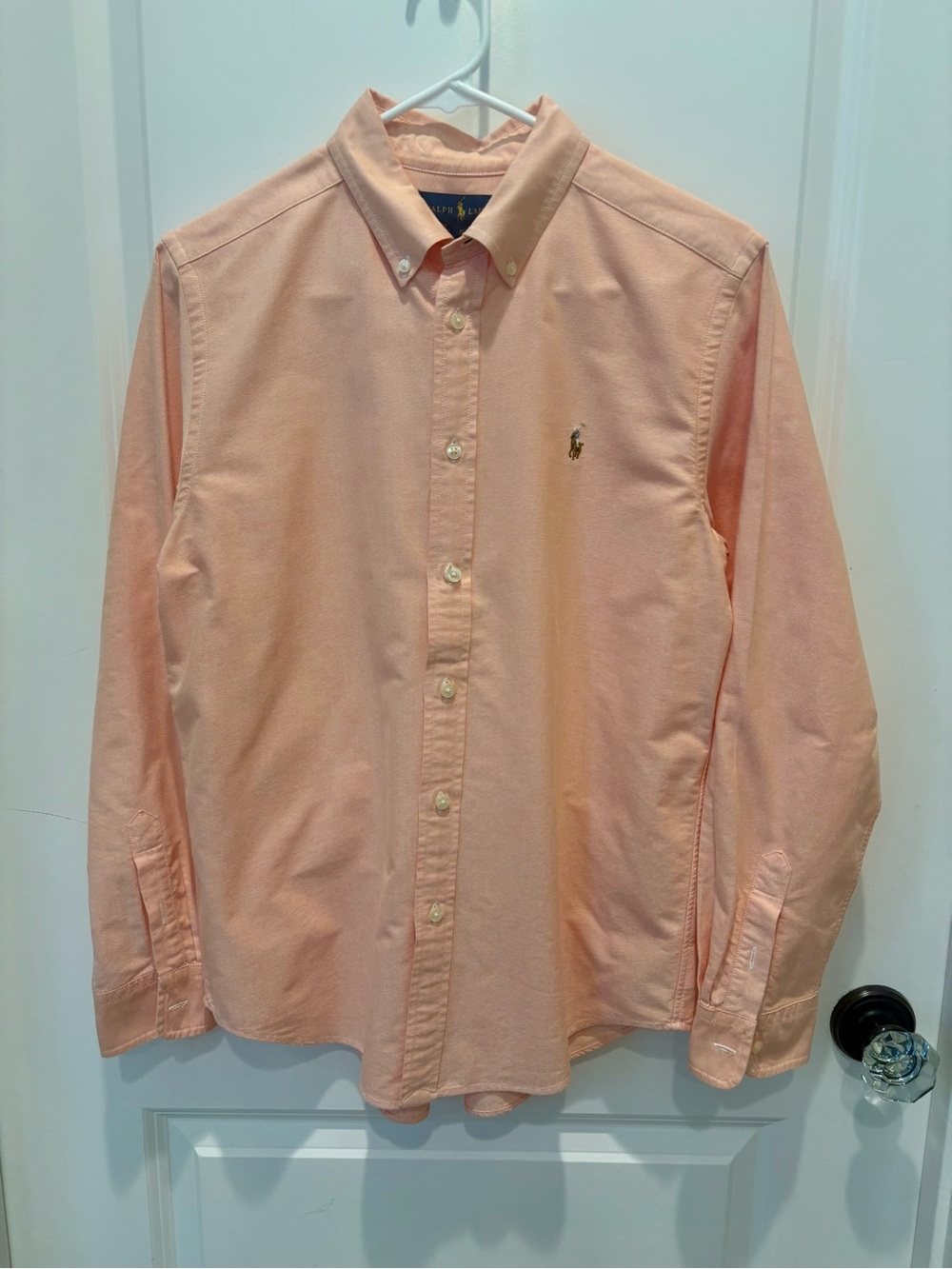 Polo Ralph Lauren Boys Size 16 Peach Oxford Button Down Long Sleeve Shirt